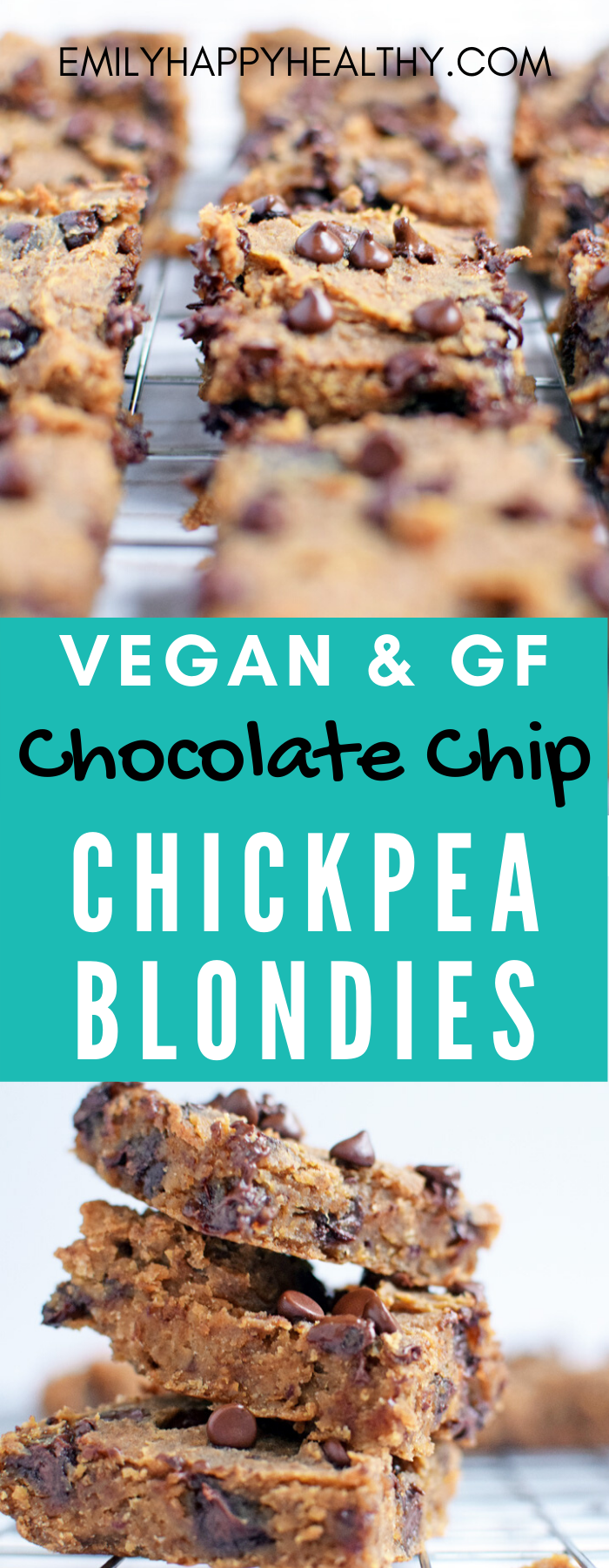 Vegan Chocolate Chip Chickpea Blondies Emily Happy Healthy 
