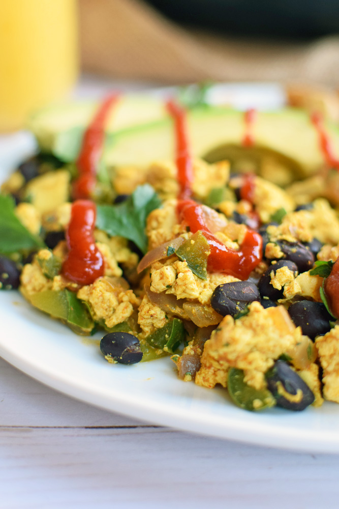 Southwest Tofu Scramble with Black Beans - Emily Happy Healthy